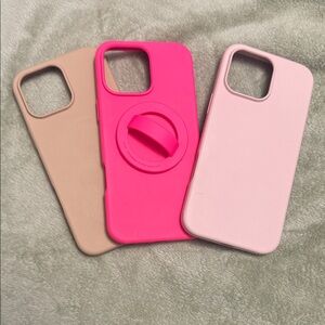 iPhone 16 pro max cases Pink & Beige/Blush Silicone iPhone Case Bundle